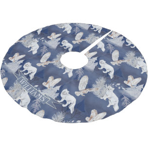 Rustikales Winterfox & Weihnachtsgeschenk Polyester Weihnachtsbaumdecke