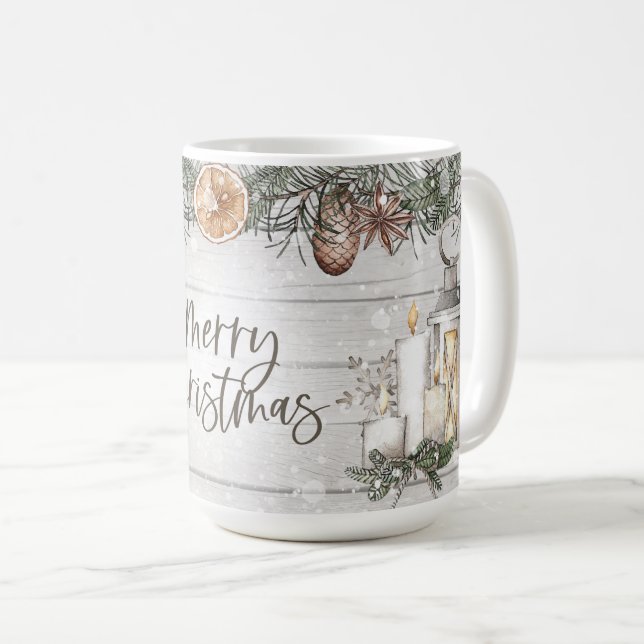 Rustikales Winterhaus-Dekor Kaffeetasse (VorderseiteRechts)
