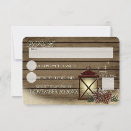Rustikales Winterholz und Laternenreaktion RSVP Karte