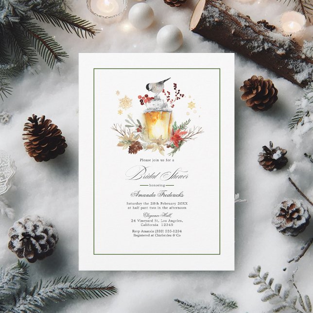 Rustikales Winterland Pine and Spruce Brautparty Einladung (Rustic Winterland Pine and Spruce Bridal Shower Invitation)