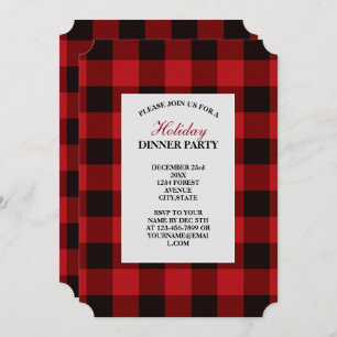 rustikales Winterlumberjack Roter Büffel kariertes Einladung