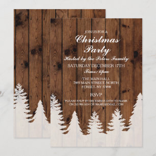 Rustikales Winterwald Bäume Weihnachtsfest Party E Einladung