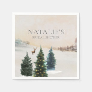 Rustikales Winterwald Brautparty Papier Napkins Serviette