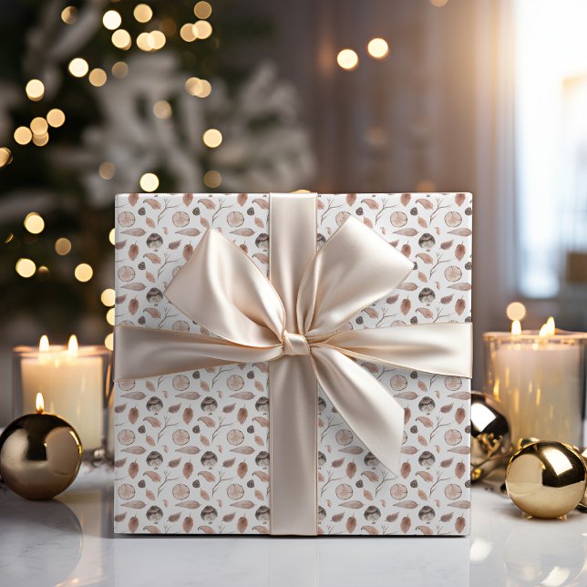 Rustikales Winterwald | Forest Bird Leaf Geschenkpapier (Von Creator hochgeladen)