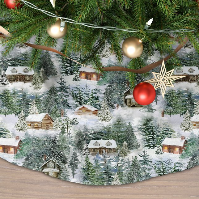 Rustikales Winterwald Polyester Weihnachtsbaumdecke (Von Creator hochgeladen)