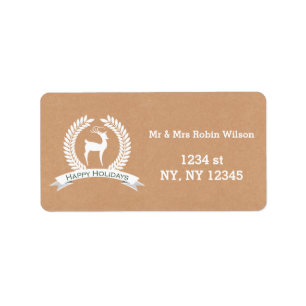 Rustikales Winterwald, Reh Holiday Labels Adressaufkleber
