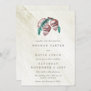 Rustikales Winterwald Waldkiefernkiefer Hochzeit i Einladung