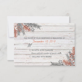 Rustikales WinterweißweinholzWedding RSVP Karte