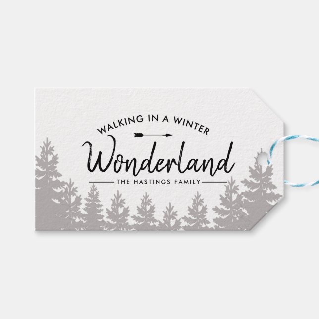 Rustikales Winterwunderland | Waldurlaub Geschenkanhänger (Vorderseite (Horizontal))