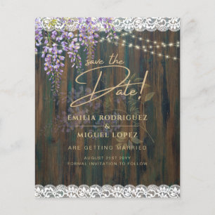 Rustikales Wisteria Wood Lights Hochzeitstag Rett Flyer