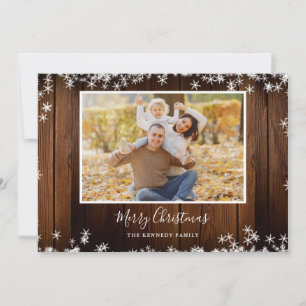Rustikales Wood 2 Family Foto Frohe Weihnachten