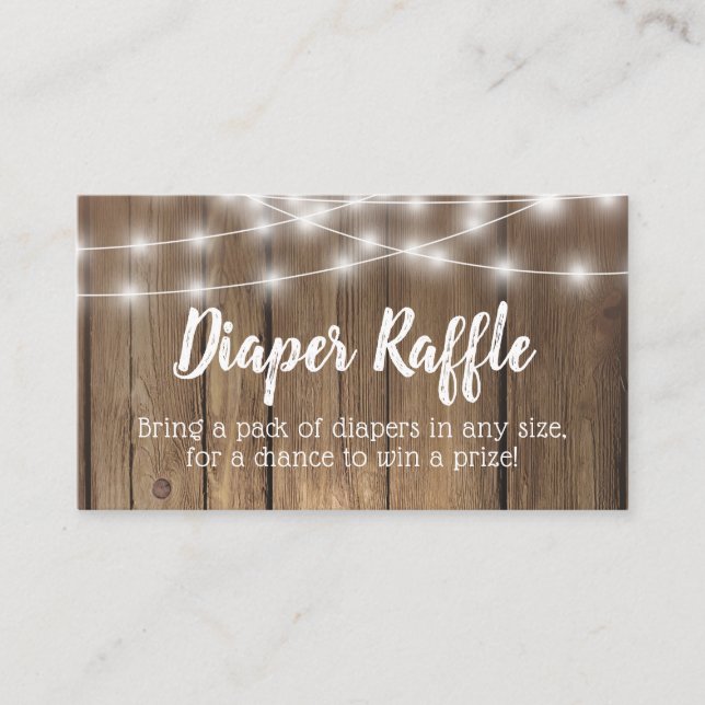 Rustikales Wood BabyQ Baby Duschdusche Windeln Raf Begleitkarte (Vorderseite)