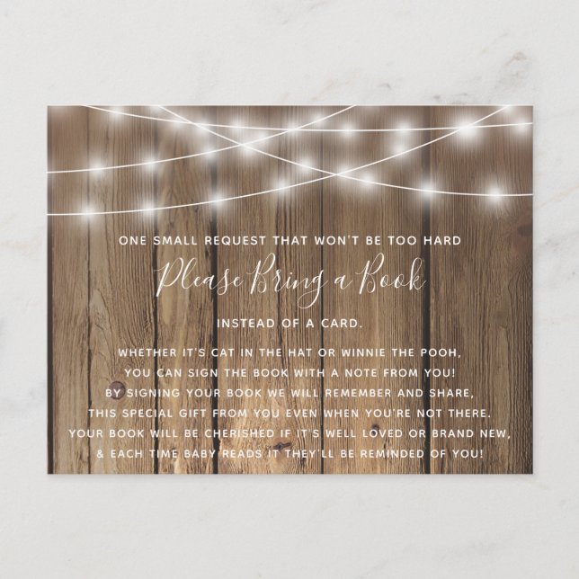 Rustikales Wood BabyQ Kinderdusche mit einer Reser Einladungspostkarte (Vorderseite)