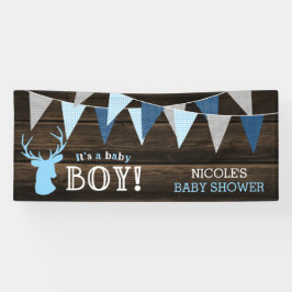 Rustikales Wood Blue Ier Boy Baby Dusche Banner