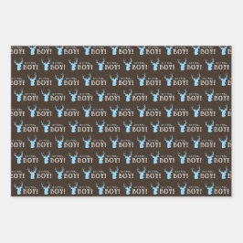 Rustikales Wood Blue Ier Boy Baby Dusche Geschenkpapier Set