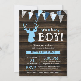 Rustikales Wood Blue Ier Boy Baby Shower Einladung
