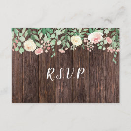 Rustikales Wood Blush Blumenbuffet Hochzeit RSVP Einladung