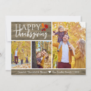 Rustikales Wood Fall Happy Thanksgiving Familie Fo Feiertagskarte