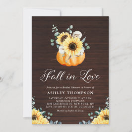 Rustikales Wood Pumpkin und Sonnenblumen Brautpart Einladung