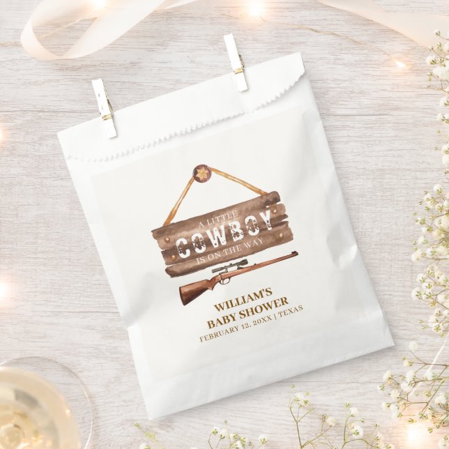 Rustikales Wooden Wild West Cowboy Gun Babydusche Geschenktütchen (Ausgeschnitten)