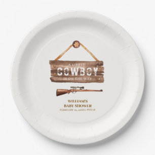 Rustikales Wooden Wild West Cowboy Gun Babydusche Pappteller