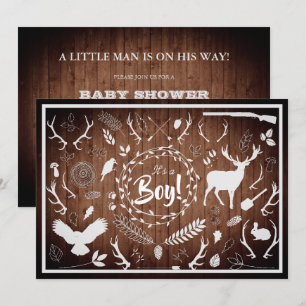 Rustikales Woodland Baby Boy Shower (Barn Wood) Einladung