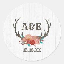 Rustikales Woodland Deer Antler Boho Monogram Wedd