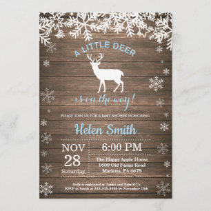 Rustikales Woodland Deer Winter Boy Baby Dusche Einladung