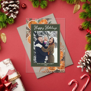 Rustikales Woodland Foto Weihnachtskarte Acryleinladungen