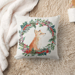 Rustikales Woodland Fox Weihnachten Kissen