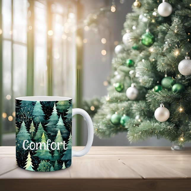 Rustikales Woodland Grüne Weihnachten Kaffeetasse (Rustic Woodland Mug)