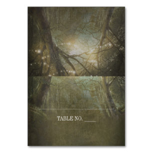 Rustikales Woodland Lights Platzkarten Tischnummer