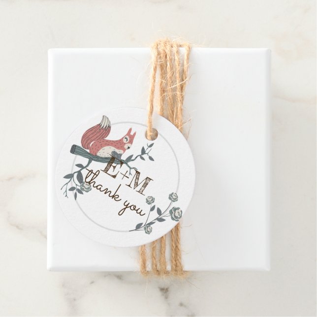 Rustikales Woodland Squirrel Kraft Monogram Vielen Geschenkanhänger (Beispiel)