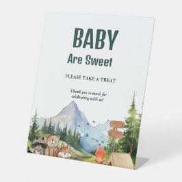 Rustikales Woodland-Tier Babydusche Gefälligkeitsz Sockelschild