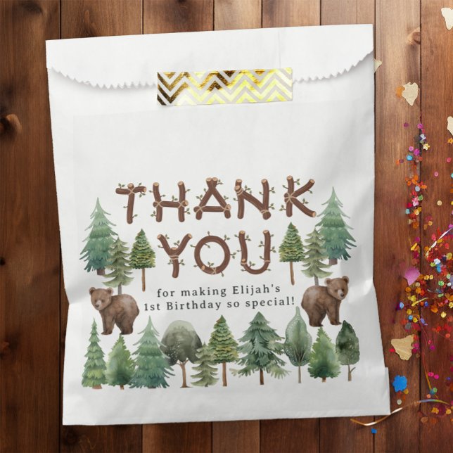 Rustikales Woodland Vielen Dank für Ihr Interesse  Geschenktütchen (Favor Bag)