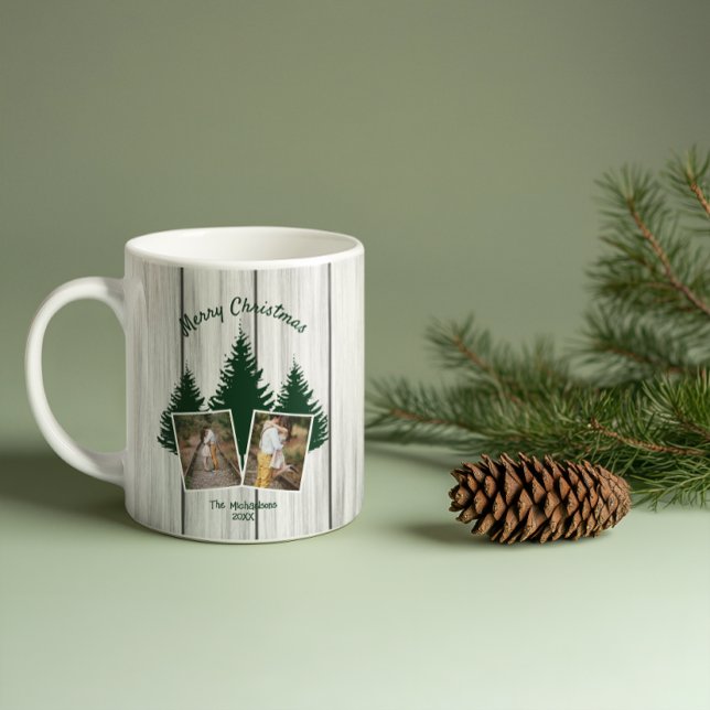 Rustikales Woodland Weihnachts-Foto Kaffeetasse (Von Creator hochgeladen)