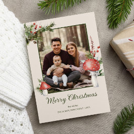 Rustikales Woodland Weihnachts Pilze Foto Feiertagskarte