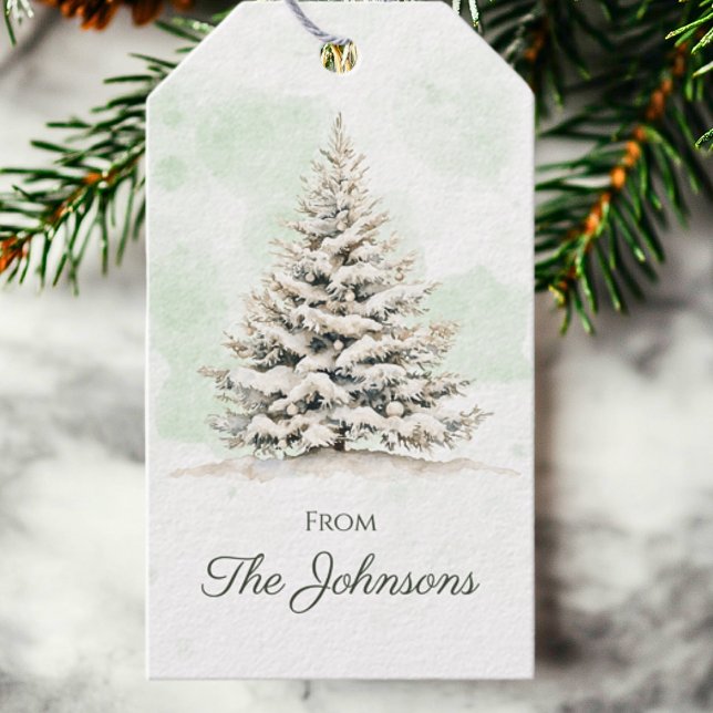 Rustikales Woodland Winter Pine Tree Chic Weihnach Geschenkanhänger (Von Creator hochgeladen)