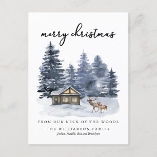 Rustikales Woodlands Frohe Weihnachten  Postkarte