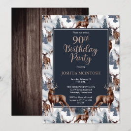 Rustikales Woodsy Deer | Forest 90. Geburtstagspar Einladung