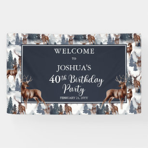 Rustikales Woodsy Deer   Wald 40. Geburtstag Party Banner