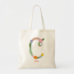 Rustikales wunderliches Blumen-Monogramm (c) Tragetasche