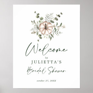 Rustikales zartes Kürbis-Hochzeitsdusche-Willkomme Poster