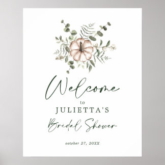 Rustikales zartes Kürbis-Hochzeitsdusche-Willkomme Poster
