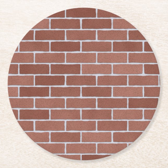 Rustikales Ziegelmauermuster Runder Pappuntersetzer (Vorderseite)
