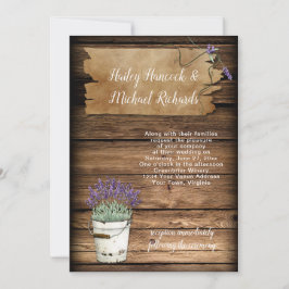 Rustikales Zinn-Ecketlavender Altes Schildholz Einladung