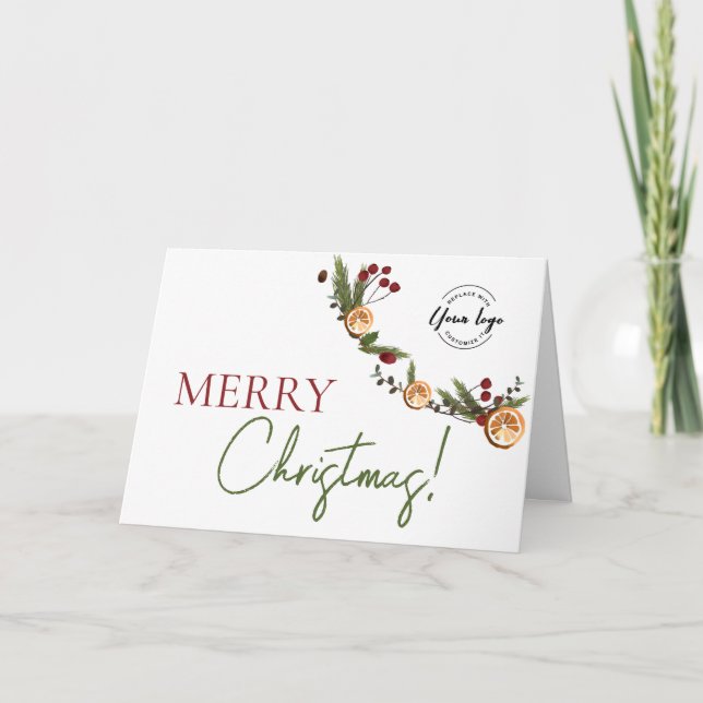 Rustikales Zitrus & Kiefer Frohe Weihnachten (Vorderseite)