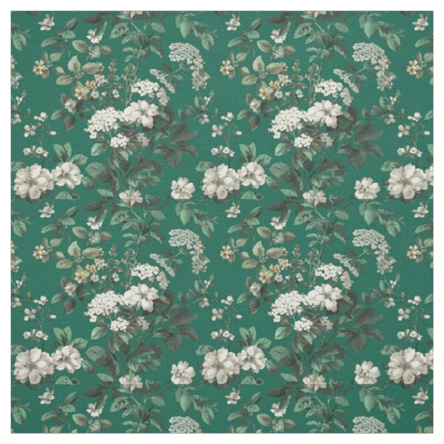 Rustikalisches grün-weißes botanisches, fettes, vi stoff (Muster)