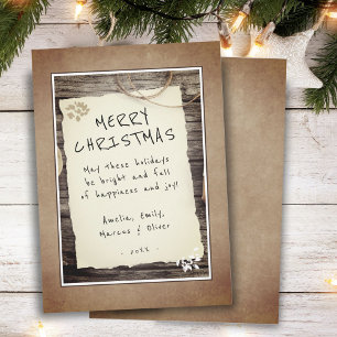 Rustikalisches Holz Altpapier Schrift Frohe Weihna Feiertagskarte