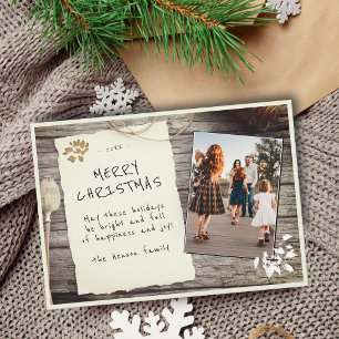 Rustikalisches Holz Altpapier Schrift Weihnachten